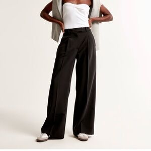 Linen Black Wide-Leg Women's Pants